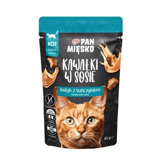 PAN MIĘSKO Turkey with Tuna Pieces in Sauce Wet Cat Food - 85g