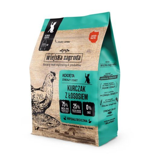 WIEJSKA ZAGRODA Kana ja lõhe - kuivkassitoit - 400g