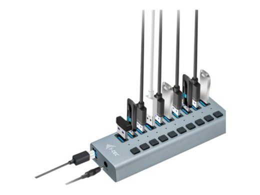 i-Tec 10-portne USB 3.0 laadimiskeskus + 48W toiteadapter, hall