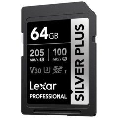 Lexar Professional SILVER PLUS SDXC UHS-I memu kaart, 64GB, 205MB/s