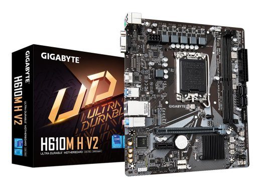 GIGABYTE H610M H V2 DDR5 Motherboard - Supports Intel Core 14th Gen CPUs, 6+1+1 Hybrid Digital VRM, up to 3200MHz DDR5 (OC), 1xPCIe 3.0 M.2, GbE LA
