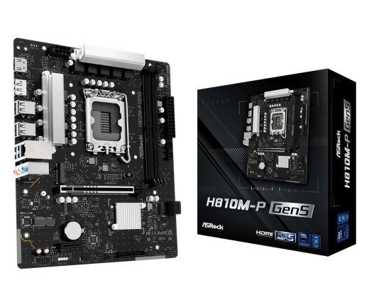 Emaplaat ASROCK Intel H810 LGA 1851 (Socket V1) micro ATX RAM DDR5-SDRAM 2xSlots 1xM.2 (M) pesade arv H810M-PGEN5