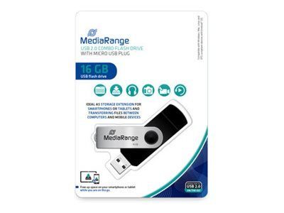 MediaRange MR931-2 16GB USB 2.0 / micro USB USB Stick Silver