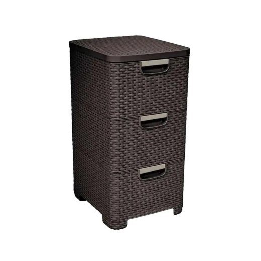 CURVER Rattan 206313 lauaühend 3 × 14 L sahtliga, tumeroosa