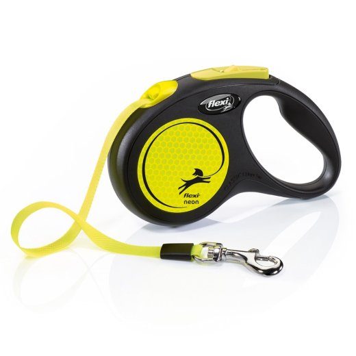 Flexi New NEON 5 m Must, Kollane Koera väljalastav rihm