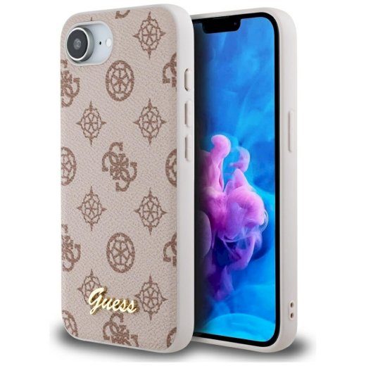 Dėklas „Guess Peony Script Logo MagSafe“ skirtas iPhone 16e / 17e / ruda