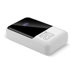 20000mAh, 2x USB, 1x USB-C 22.5W, QC4+, LCD screen Powerbank White