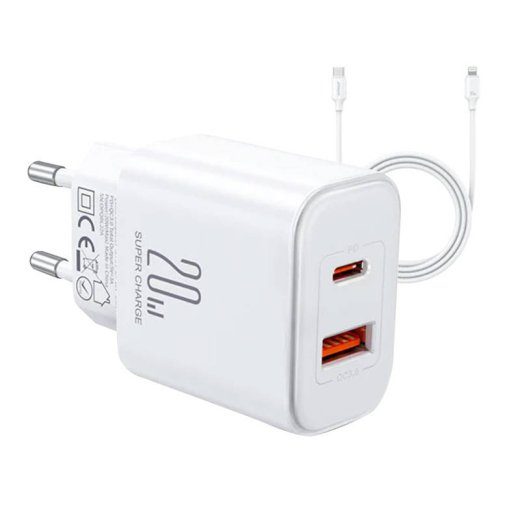 Laadija Joyroom JR-TCF05 Flash, 20W + C kuni L kaabel 1m (valge)