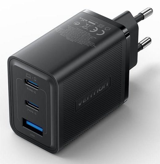 MOBILE CHARGER WALL 65W USB/3P BLACK FERB0- VENTION