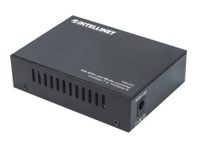 Intellinet 10GBase-T to 10GBase-R Meedia Konverter, 1 x 10 SFP Slot, 1 x 10GB RJ45 Port (Euro 2-pin plug) Gigabit Ethernet 10 Gigabit