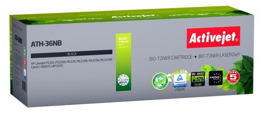 BIO Activejet ATH-36NB taimer HP ja Canon printeritele, asendus HP 36A CB436A-le, Canon CRG-713-le; Supreme; 2000 lehte; must. ECO Toner.