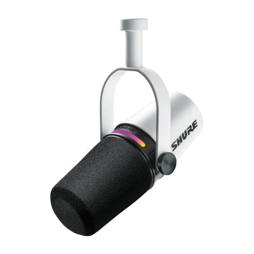 Shure MV7+-W lektori/vokaalmikrofon XLR/USB-C pistikuga, valge
