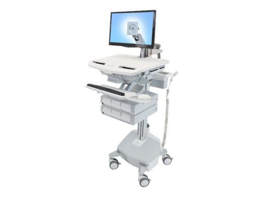 Ergotron StyleView mobiilkäru rattatega LCD-ekraani/klaviatuuri/hire/CPU/sülearvuti/vabarida skannerile kuni 24