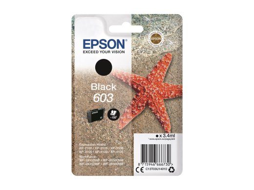 Epson 603 must 150-lehe tindikassett C13T03U140