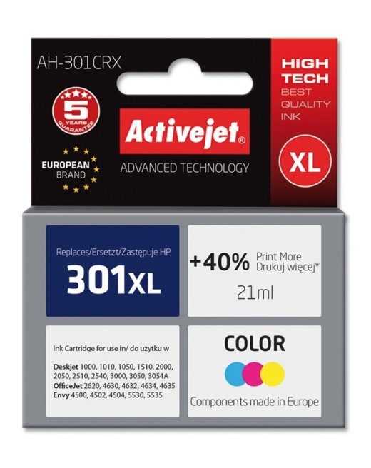 Activejet AH-301CRX tint (HP 301XL CH564EE jaoks sobiv; Premium; 21 ml; värvus)