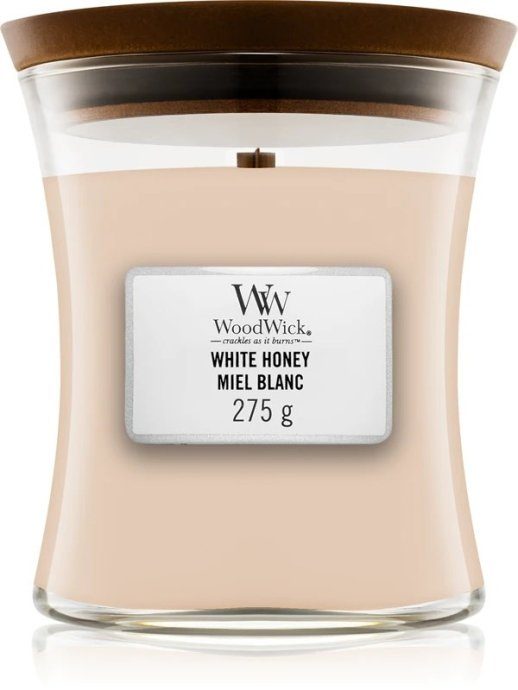 Scented Candle, Medium WOODWICK White Honey 275 g, 1 piece