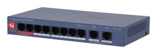 Switch DAHUA DH-CS4010-8ET2GT-110 8xRJ-45 ports RJ-45 Ports Type Fast Ethernet (10/100) 2xGigabit Ethernet (copper) ports quantity 8xPower over Eth