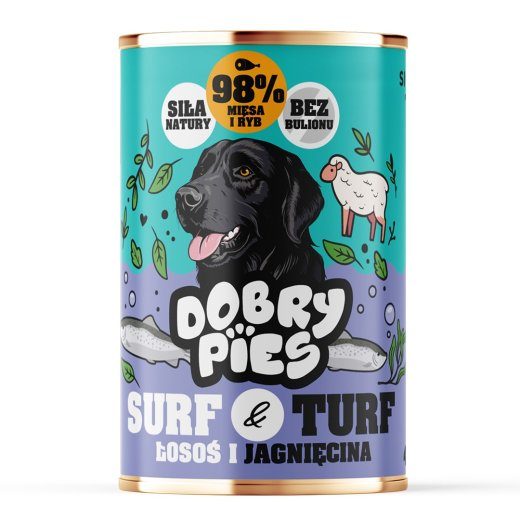 DOBRY PIES Surf & Turf Salmon and lamb - märg koeratoit - 400g
