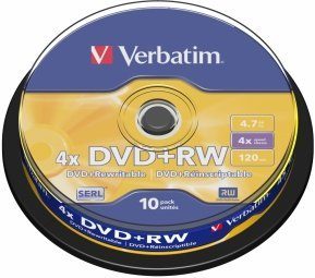 Verbatim Blank DVD+RW SERL 4.7GB 4x 10 tk Spindle