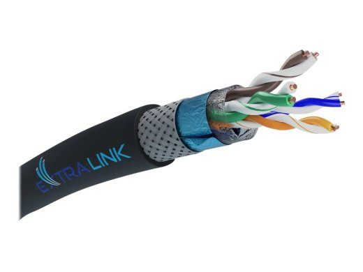 Extralink V2 CAT 5e varjestatud kaabel fooliumi ja vase keerutusega (SFTP) masskaabel must 305m