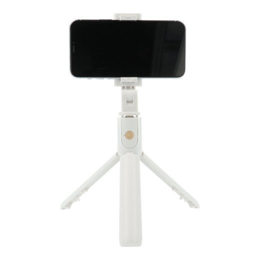RoGer 2in1 Selfie Lazdelė + Tripod Teleskopinis stovas su Bluetooth nuotolinio valdymo pultu Baltas