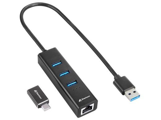 Shark USB Hüb 3x USB-A 3.2 Gen 1 + Ethernet RJ45