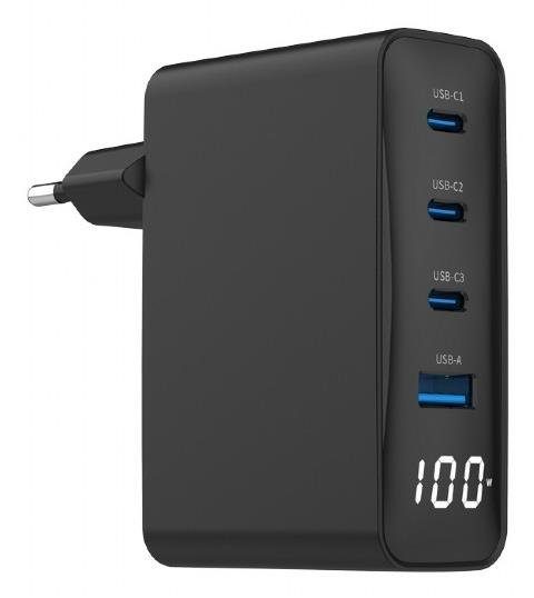 LAADJA USB 100W 4PORT GAN/TA-UC-PDQC100LCD-01-BK GEMBIRD