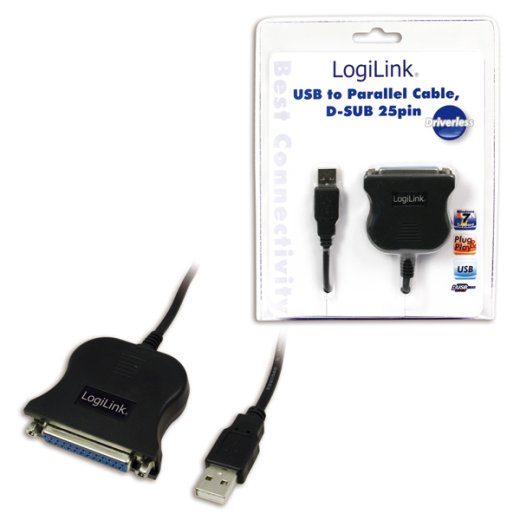 Logilink USB 2.0 adapter to Paralel (LPT) DB25 , 1,8m USB-A to LPT DB25