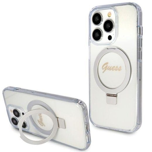 Guess GUHMP15LHRSGSD Hardcase Ring Stand Script Glitter iPhone 15 Pro jaoks 6.1