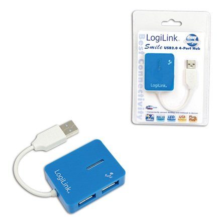 Logilink USB 2.0 Hub 4-port, Smiley, sinine