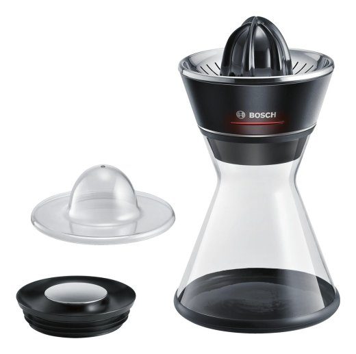 Bosch MCP72GPB citrus press, Plastic, Stainless steel, Black, Transparent