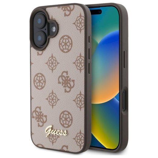 Guess GUHMP16SPGPYSW Hardcase Peony Script MagSafe iPhone 16 6.1" / ruda