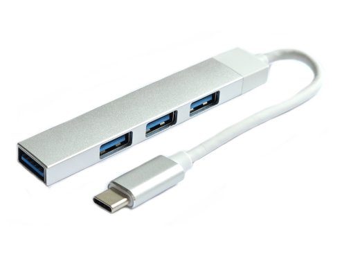 RoGer USB-C HUB 3xUSB2.0 / 1xUSB3.0 5Gbps / hõbedane