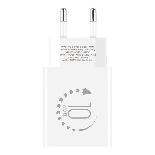 OBAL:ME seinakülgne laadija USB-A 10W / valge