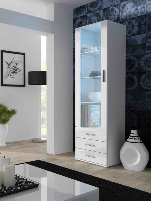 Cama ekspositsioonikappi SOHO S1 valge/valge läik