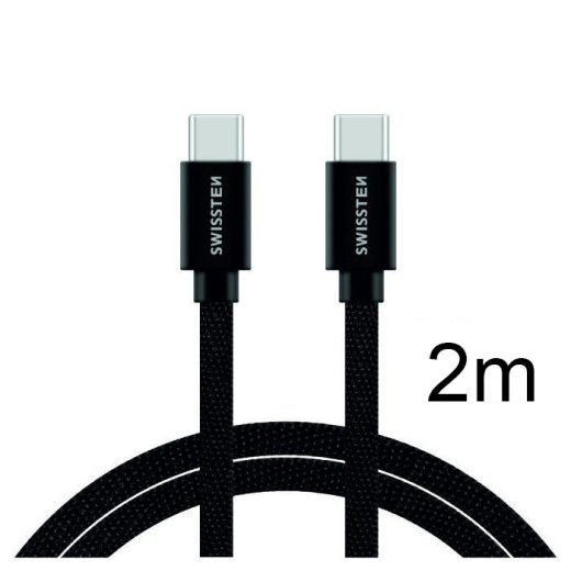 Swissten Tekstiil Üldine Quick Charge 3.1 USB-C kuni USB-C andme- ja laadimiskaabel 2m