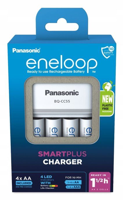 Akuga laadija PANASONIC Eneloop Smartplus BQ-CC55 + 4x AA 2000 mAh (K-KJ55MCD40E)