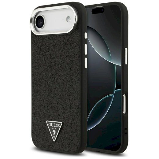 Ümbris Guess Glitter Kolmnurkne logo MagSafe iPhone Air jaoks / must