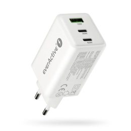 Charger GaN 1 x USB, 2 x USB-C Quick Charge 4+ 65W white