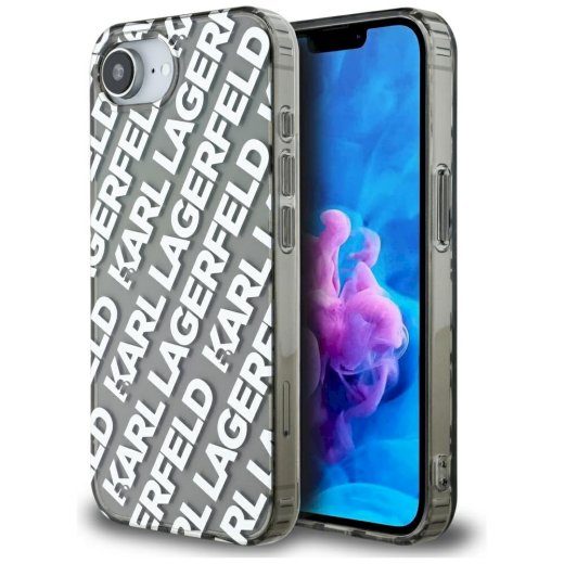 Karl Lagerfeld IML Repeat Logo Case iPhone 16e / 17e jaoks / hõbedane
