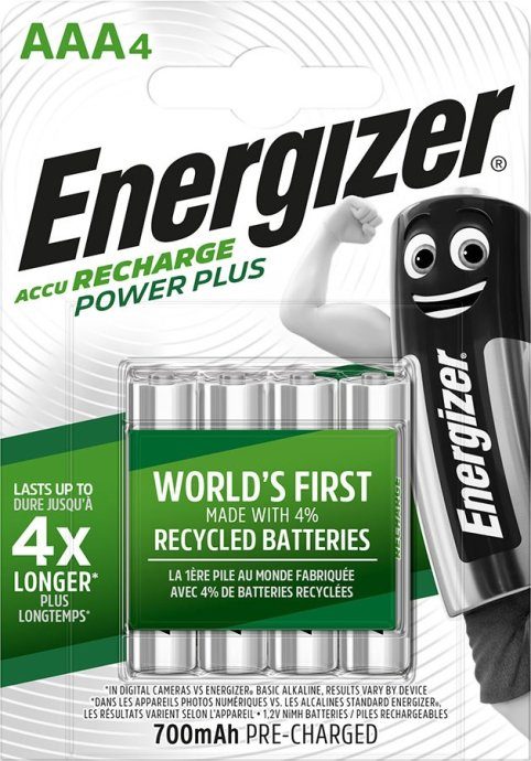 ENERGIZER Patarei Accu Recharge Power Plus 700 mAh AAA HR3/4 Laetav, 4 tükki
