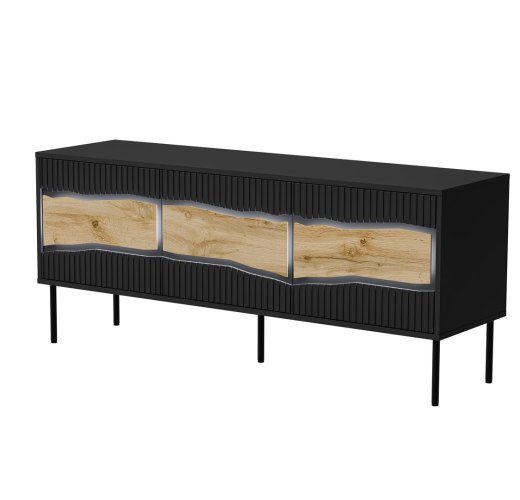 Cama INSERTO 3D TV kapi 143,5x40x61,5 must + LED