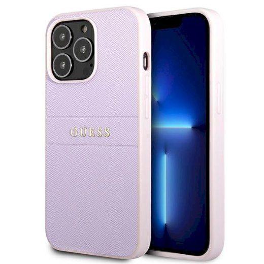 Guess GUHCP13LPSASBPU Saffiano kuumtrükk ja metalllogo iPhone 13 Pro / 13 6,1" jaoks / lilla