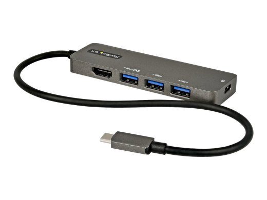 StarTech.com USB C Multiport Adapter, USB-C to HDMI 2.0b 4K 60Hz (HDR10), 100W Power Delivery Pass-Through, 4-Port 5Gbps USB 3.0 Hub, USB Type-C Mi