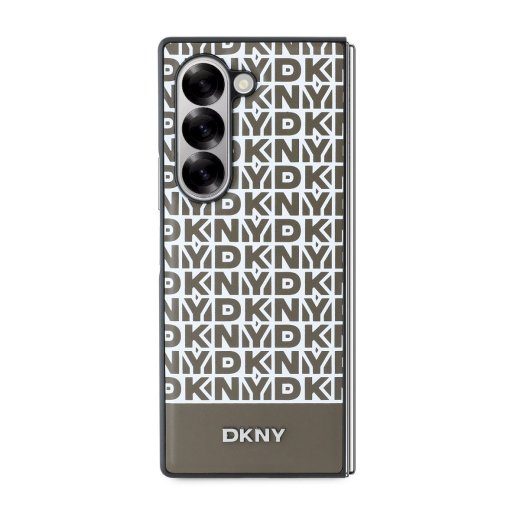 DKNY PU-nahast korduvmustriga alumise triibuga MagSafe ümbris Samsung Galaxy Z Fold 6 jaoks / pruun