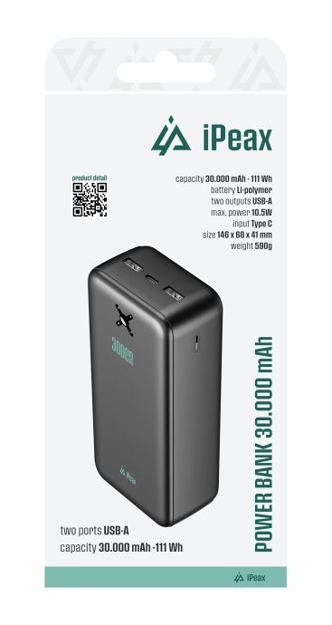 iPeax Power Bank 2x USB-A 30000mAh