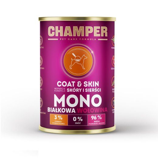 CHAMPER Coat & Skin Monoprotein Beef - märgkoeratoit - 400g