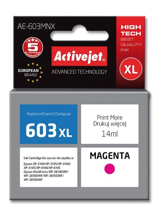 Activejet AE-603MNX tint (asendus Epson 603XL T03A34 jaoks; Supreme; 14 ml; magenta)
