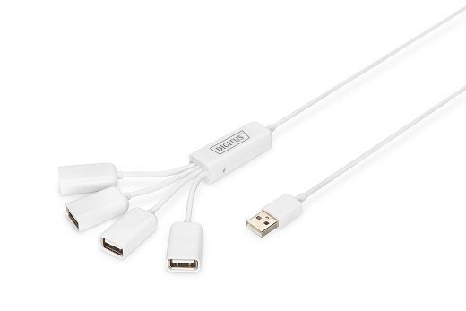 Digitus USB 2.0 Kaabel Kogum, 4-Porti 4x USB A/N, 1x USB A mees, DC2.5mm (Toide ei kuulu komplekti) DA-70216