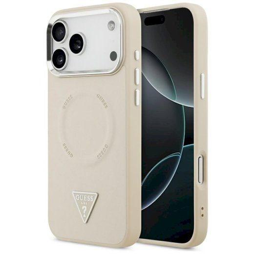 Guess Triangle Logo MagSafe Kott iPhone 17 Pro jaoks / beež